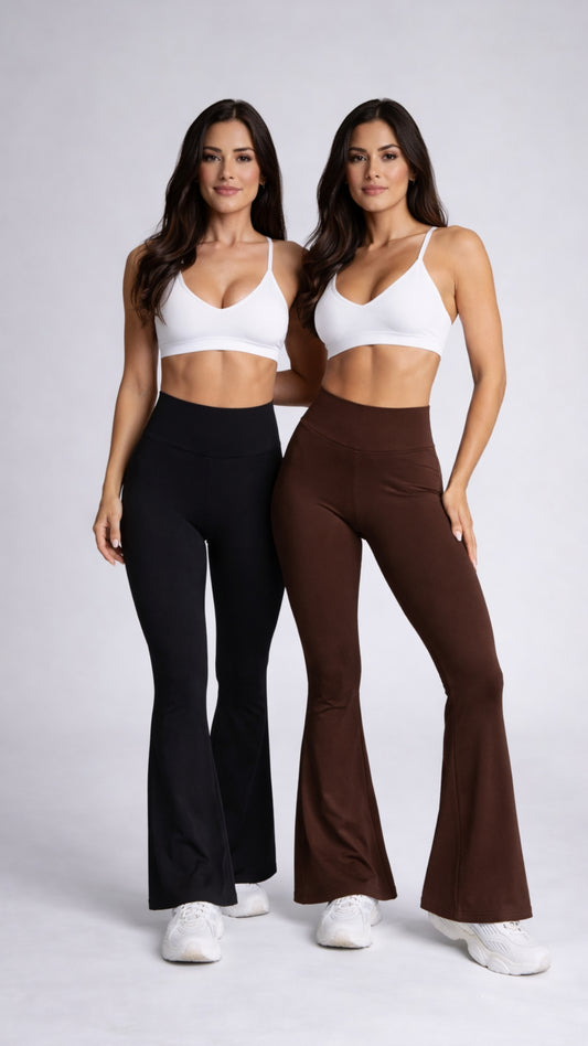 DUO PACK LEGGING BOTA CAMPANA CAFÉ | NEGRO