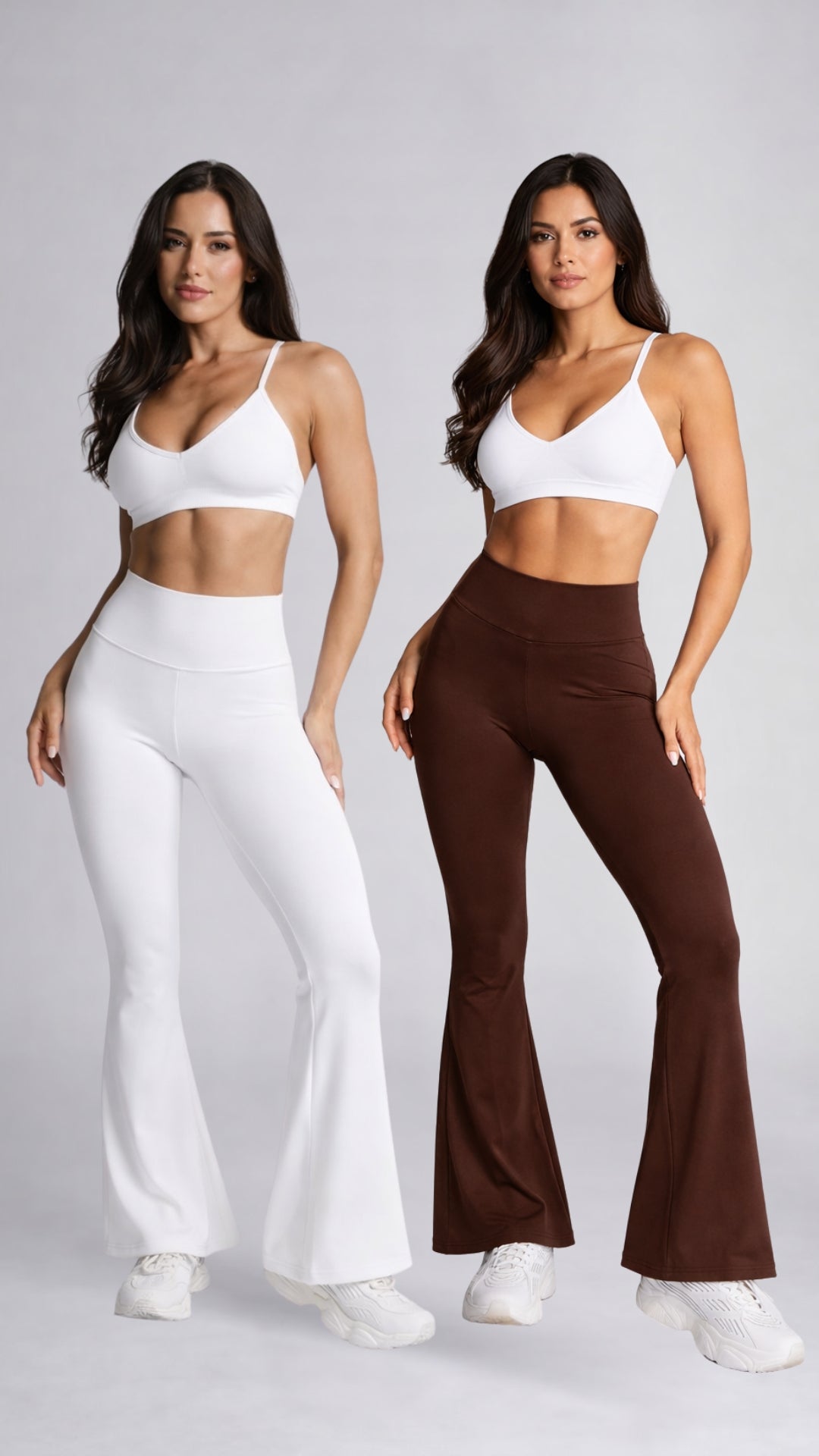 DUO PACK LEGGING BOTA CAMPANA CAFÉ | BLANCO
