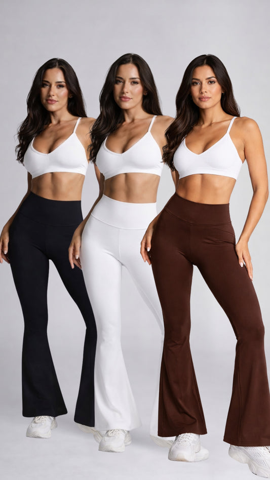 PACK X 3 LEGGING BOTA CAMPANA NEGRO | BLANCO | CAFÉ